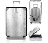 JCUQGDOO Clear Suitcase Cover Protector, 24inch PVC Waterproof Reusable Travel Luggage Protector Dust Cover for Business Trip Daily Using, with 2 Luggage Tag