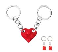 JCUQGDOO Heart Keychain Set for Couples, 1 x Couple Heart Keychain, Matching Brick Keychain Matching His and Hers Keyrings, Romantic Engagement Gifts for Couples Sweet Gifts