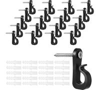 JCUQGDOO Q-Hanger Screw in Hooks, 25pcs Screw Hooks with Safety Buckle, Heavy Duty Cable Clip Hook for Outdoor Lights, Outdoor Hook, Fence Hanging Home and Garden Use