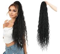 JCVBN 36inch extra-long curly ponytail wig with drawstring mesh elastic netting water ripple pattern fluffy ponytail extensions