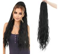 JCVBN 36inch extra-long curly ponytail wig with drawstring mesh elastic netting water ripple pattern fluffy ponytail extensions