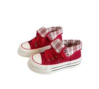 JCVBN Canvas Shoes for Women 2 Ways to Wear High Top Low Top Platform Sneakers Versatile Thick Sole Lace Up Breathable Casual Walking Shoes Red