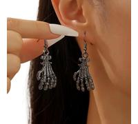 JCVBN Halloween Jewelry Set Gothic Punk Retro Antique Silver Color Alloy Bone Ghost Hand Necklace And Earrings For Women
