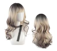 JCVBN Long Black And White Curly Waves Synthetic Hair Wig Soft Comfortable Rose Net for Everyday Parties Holidays