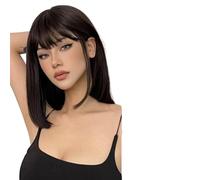 JCVBN Short Straight Bob Wigs with Bangs Light Pink Natural Synthetic Hair for Women Daily Cosplay Heat Resistant Fiber Wigs
