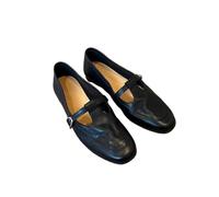 JCVBN Spring/Fall Women's Vintage Mary Jane Shoes - Square Toe Low Cut Flats Soft Leather Loafers British Style Casual Shoes Black