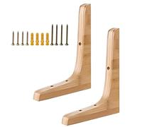 JCVCCV 2x Wooden Shelf Bracket Wall Shelf Support, Practical Decorative Shelf Bracket, L-Shaped Bracket Wall Mount (30cm/11.8in)(Natural,20cm/7.87)
