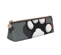 JCVOTREL Animal Footprints Printed Leather Pencil Case - Triangle Stationery Bag Pen Pouch Holder with Zipper for School Travel Office