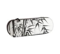 JCVOTREL Bamboo Tree Image Chinese Calligraphy Printed Leather Pen Pencil Case - Stationery Bag Pencil Pouch Holder with Zipper for School Travel Office