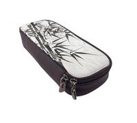 JCVOTREL Bamboo Tree Image Chinese Calligraphy Printed Pencil Case Leather Flip Stationery Bag Pen Pouch Holder with Zipper for School Travel Office