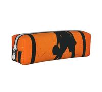 JCVOTREL Basketball Art Printed Pencil Case - Leather Stationery Bag Pen Pouch Holder with Zipper for School Travel Office