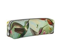 JCVOTREL Beautiful Hummingbirds Printed Pencil Case - Leather Stationery Bag Pen Pouch Holder with Zipper for School Travel Office