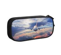 JCVOTREL Beautiful Sky Airplane Printed Pencil Case - Large-Capacity Stationery Bag Pen Pouch Holder with Zipper for School Travel Office, One Size
