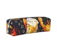 JCVOTREL Beer and Crawfish Pattern Printed Pencil Case - Leather Stationery Bag Pen Pouch Holder with Zipper for School Travel Office