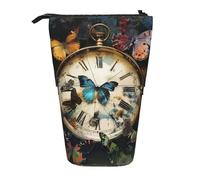 JCVOTREL Butterfly Clocks Printed Pen Pencil Case - Expandable Stationery Bag Pencil Pouch Holder with Zipper for School Travel Office
