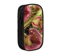 JCVOTREL Carnivorous Plant Printed Pencil Case - Large-Capacity Stationery Bag Pen Pouch Holder with Zipper for School Travel Office, One Size