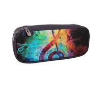 JCVOTREL Colorful Music Notes Printed Leather Pencil Case Pen Pouch Holder with Zipper for School Travel Office