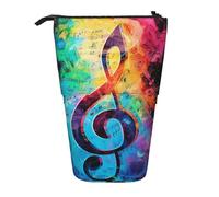 JCVOTREL Colorful Music Notes Printed Pen Pencil Case - Expandable Stationery Bag Pencil Pouch Holder with Zipper for School Travel Office
