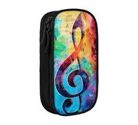 JCVOTREL Colorful Music Notes Printed Pencil Case - Large-Capacity Stationery Bag Pen Pouch Holder with Zipper for School Travel Office, One Size