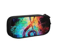 JCVOTREL Colorful Music Notes Printed Pencil Case - Large-Capacity Stationery Bag Pen Pouch Holder with Zipper for School Travel Office, One Size