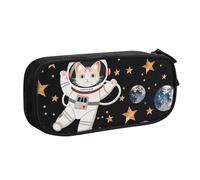 JCVOTREL Cute Cat Astronaut Printed Pencil Case - Large-Capacity Stationery Bag Pen Pouch Holder with Zipper for School Travel Office, One Size