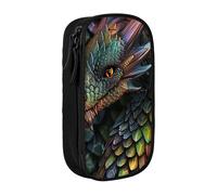 JCVOTREL Dragon Scale Printed Pencil Case - Large-Capacity Stationery Bag Pen Pouch Holder with Zipper for School Travel Office, One Size