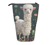 JCVOTREL Flower Alpaca Printed Pen Pencil Case - Expandable Stationery Bag Pencil Pouch Holder with Zipper for School Travel Office