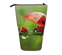 JCVOTREL Funny Ladybug Printed Pen Pencil Case - Expandable Stationery Bag Pencil Pouch Holder with Zipper for School Travel Office