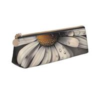 JCVOTREL Ladybug Daisy Print Printed Leather Pencil Case - Triangle Stationery Bag Pen Pouch Holder with Zipper for School Travel Office