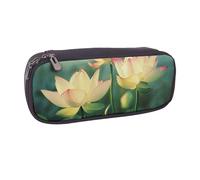 JCVOTREL Lotus Flower Printed Leather Pencil Case Pen Pouch Holder with Zipper for School Travel Office