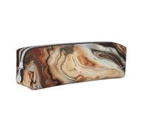 JCVOTREL Marble Mixed Brown Printed Pencil Case - Leather Stationery Bag Pen Pouch Holder with Zipper for School Travel Office