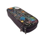 JCVOTREL Math Formula Printed Pencil Case Leather Flip Stationery Bag Pen Pouch Holder with Zipper for School Travel Office