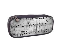 JCVOTREL Music Notes Print Printed Leather Pencil Case Pen Pouch Holder with Zipper for School Travel Office