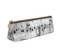 JCVOTREL Music Notes Print Printed Leather Pencil Case - Triangle Stationery Bag Pen Pouch Holder with Zipper for School Travel Office