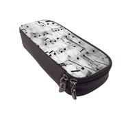 JCVOTREL Music Notes Print Printed Pencil Case Leather Flip Stationery Bag Pen Pouch Holder with Zipper for School Travel Office