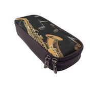 JCVOTREL Musical Notes Treble Printed Pencil Case Leather Flip Stationery Bag Pen Pouch Holder with Zipper for School Travel Office