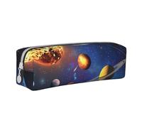 JCVOTREL Outer Space Solar System Printed Pencil Case - Leather Stationery Bag Pen Pouch Holder with Zipper for School Travel Office