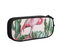 JCVOTREL Pink Flamingo Succulent Plants Printed Pencil Case - Large-Capacity Stationery Bag Pen Pouch Holder with Zipper for School Travel Office, One Size