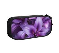 JCVOTREL Purple Lily Flowers Printed Pencil Case - Large-Capacity Stationery Bag Pen Pouch Holder with Zipper for School Travel Office, One Size