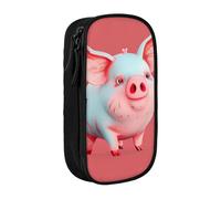 JCVOTREL Red Cute Piggy Printed Pencil Case - Large-Capacity Stationery Bag Pen Pouch Holder with Zipper for School Travel Office, One Size