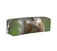 JCVOTREL Red Squirrel Printed Pencil Case - Leather Stationery Bag Pen Pouch Holder with Zipper for School Travel Office