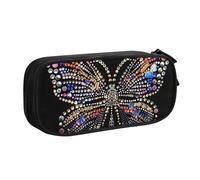 JCVOTREL Rhinestone Butterfly Printed Pencil Case - Large-Capacity Stationery Bag Pen Pouch Holder with Zipper for School Travel Office, One Size