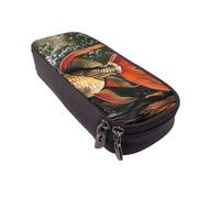 JCVOTREL Safflower Flying Fish Printed Pencil Case Leather Flip Stationery Bag Pen Pouch Holder with Zipper for School Travel Office