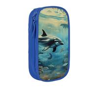 JCVOTREL Sea Dolphin Printed Pencil Case - Large-Capacity Stationery Bag Pen Pouch Holder with Zipper for School Travel Office, One Size