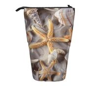 JCVOTREL Seashell Sandy Beach Printed Pen Pencil Case - Expandable Stationery Bag Pencil Pouch Holder with Zipper for School Travel Office