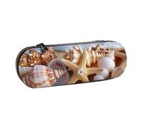 JCVOTREL Shells On The Beach Printed Leather Pen Pencil Case - Stationery Bag Pencil Pouch Holder with Zipper for School Travel Office