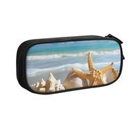 JCVOTREL Starfish Seashell Sea Beach Printed Pencil Case - Large-Capacity Stationery Bag Pen Pouch Holder with Zipper for School Travel Office, One Size