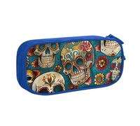 JCVOTREL Sugar Skulls Print Printed Pencil Case - Large-Capacity Stationery Bag Pen Pouch Holder with Zipper for School Travel Office, One Size