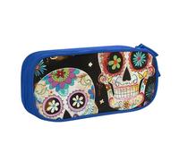 JCVOTREL Sugar Skulls Printed Pencil Case - Large-Capacity Stationery Bag Pen Pouch Holder with Zipper for School Travel Office, One Size
