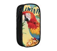 JCVOTREL Summer Parrot Pineapple Bird Printed Pencil Case - Large-Capacity Stationery Bag Pen Pouch Holder with Zipper for School Travel Office, One Size